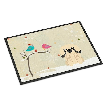 Carolines Treasures Christmas Presents Between Friends Pekingnese Cream Indoor or Outdoor Mat, 18 x 0.25 x 27 in. BB2578MAT